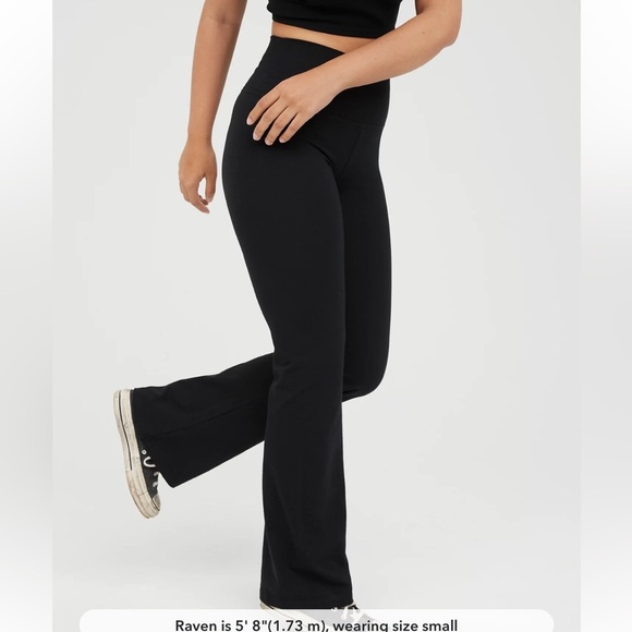 Offline Aerie Black OG Flare Pants High Rise Short Inseam XS - Picture 5 of 5